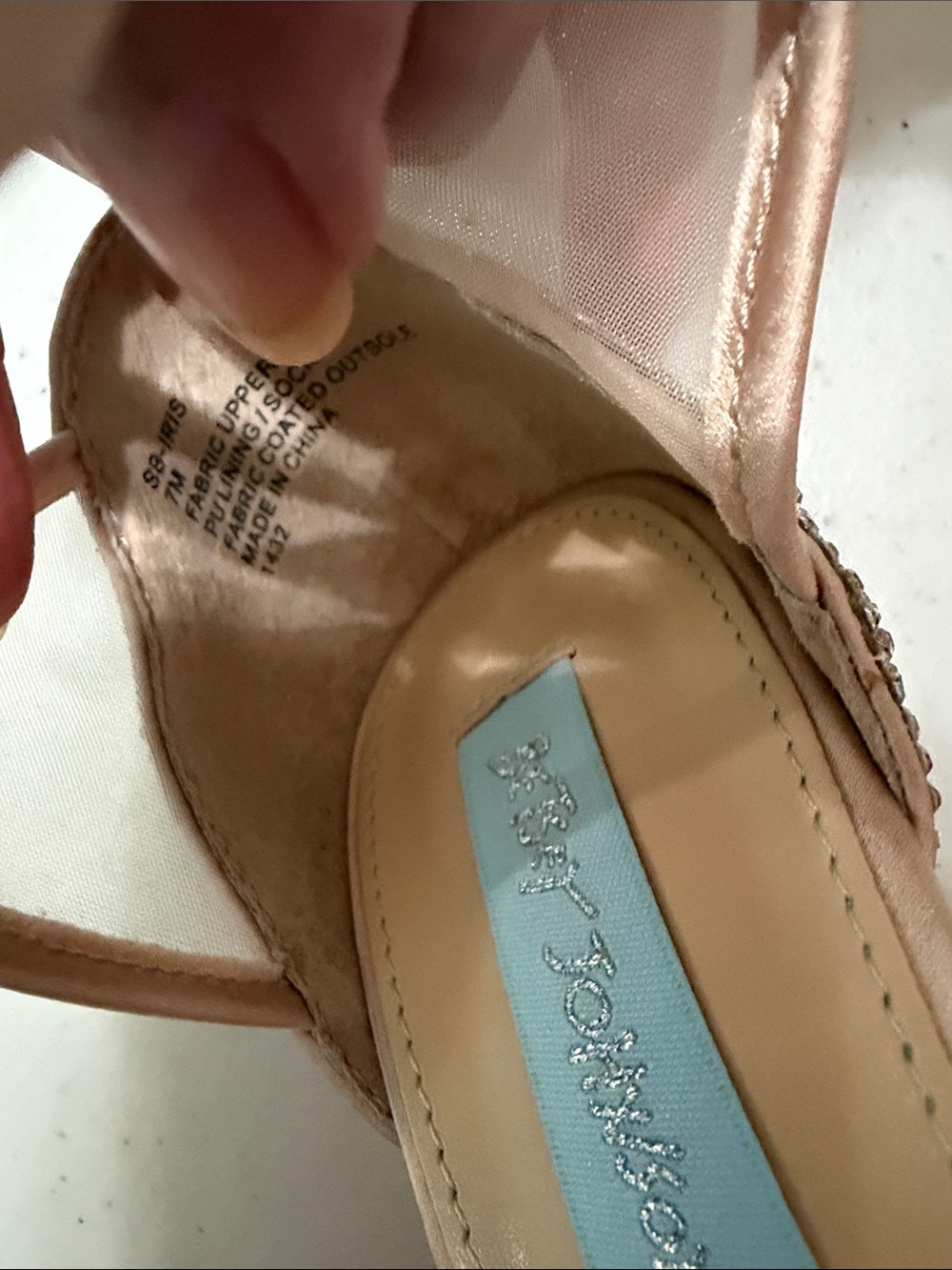 Betsey Johnson Blush Pink Crystal Embellished Tie-Up Heels - Picture 5 of 7
